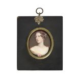 John Simpson (British, 1811-after 1871): An oval enamelled copper portrait miniature of the Duch...