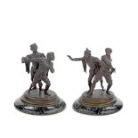 Emile Coriolan Hippolyte Guillemin (French, 1841-1907): A pair of patinated bronze figural groups...