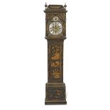 A George III and later gilt and black japanned longcase clock the dial signed Thomas Utting, Yarm...