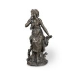 Hippolyte Francois Moreau (French, 1832-1927): A patinated bronze figure of 'The Song of the Lark'