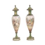 A pair of late 19th century gilt bronze mounted S&#232;vres-style porcelain vases and covers the...