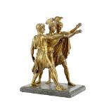 A late 19th Century French gilt bronze figural group of the Horatii probably originally a clock m...
