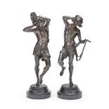 After Albert Ernest Carrier, later Carrier Belleuse (French, 1824-1887): A pair of patinated bron...