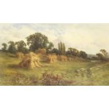 Attributed to Henry H. Parker (British, 1858-1930) Harvest time in the cornfield