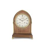 A 20th century brass inlaid mahogany table clock the dial signed Russells Ltd, 18 Church Street,...