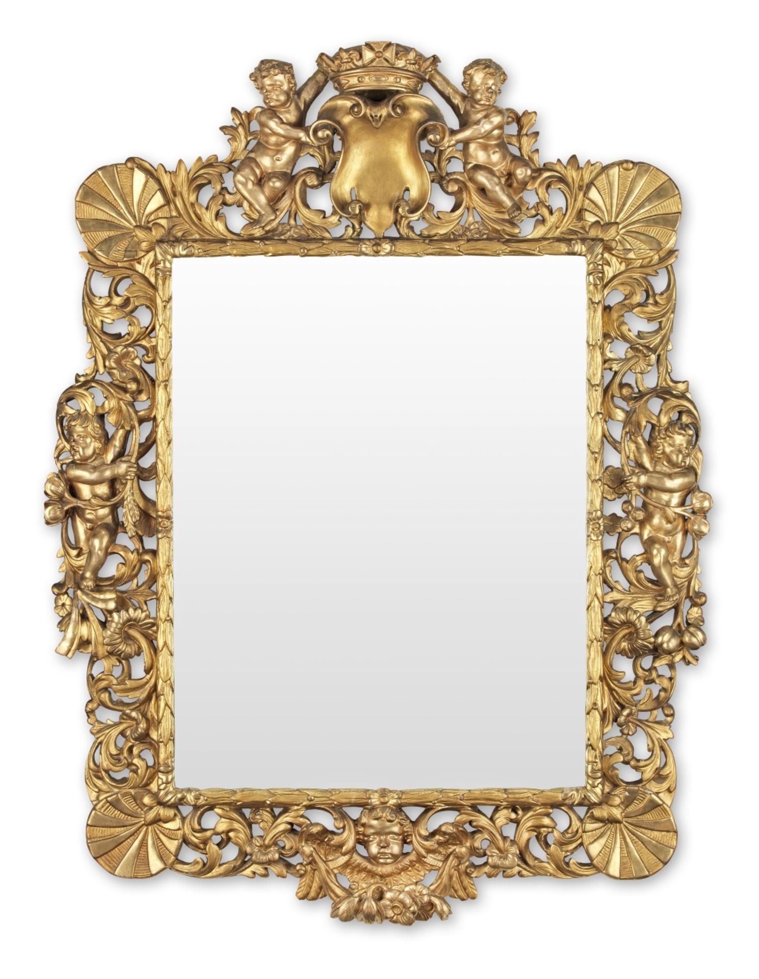 A Spanish or Italian 18th century carved giltwood mirror or picture frame