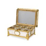 A Charles X gilt bronze and abalone shell mounted 'Palais Royal' scent bottle casket circa 1830 (5)