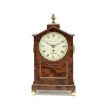 A 19th century brass mounted mahogany table timepiece the dial signed Benj. Gray, Leicester