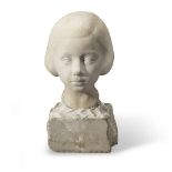 Jean Joachim Sup&#233;ry (French, 1905-1990): A sculpted limestone portrait bust of a young girl