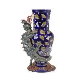 A late 19th/early 20th century majolica dragon umbrella / stick stand