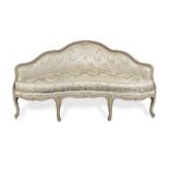 A Louis XV painted corner canape or sofa