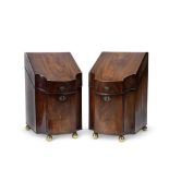 A pair of George III mahogany and strung knife boxes (2)