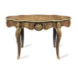 A French late 19th century gilt bronze mounted tortoiseshell and brass 'Boulle' marquetry ebony a...