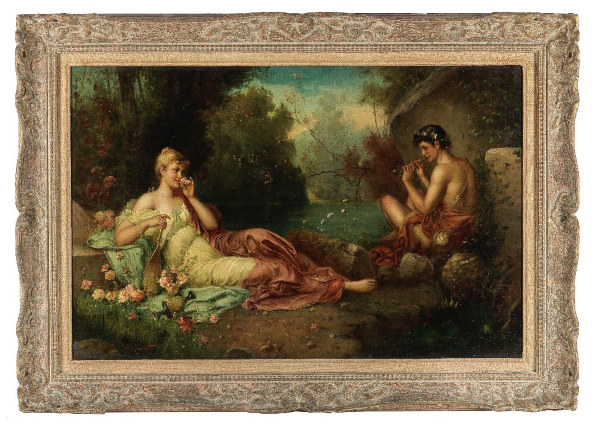 Charles Herbette (19th century) A seduction in the forest - Image 2 of 2