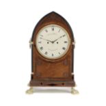 A Regency satinwood banded mahogany bracket clock signed Desbois and Wheeler, Grays Inn Passage