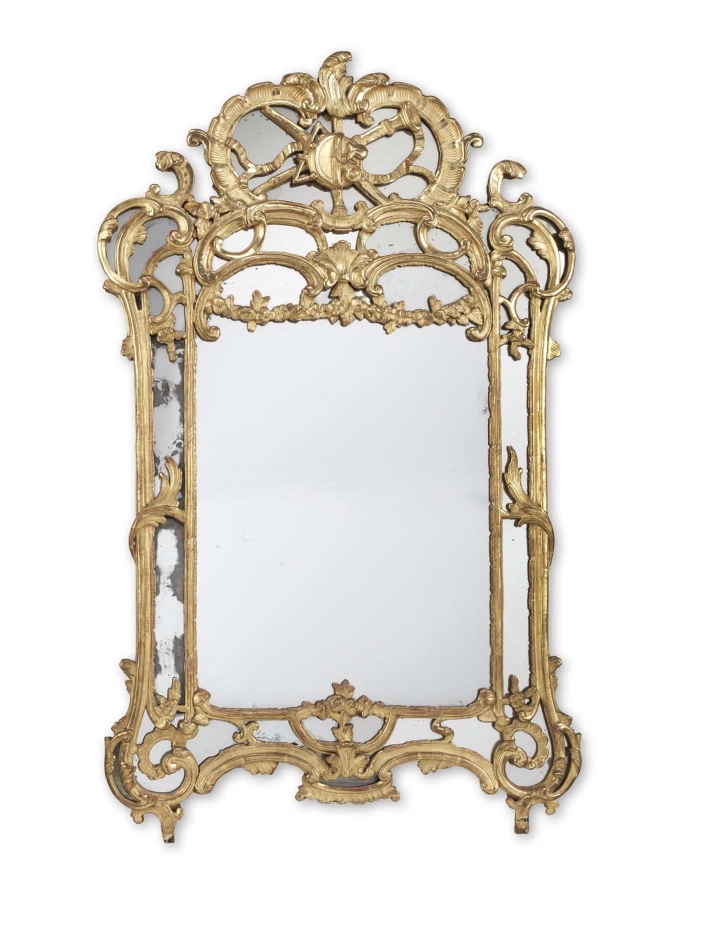 A Louis XV carved giltwood marginal mirror