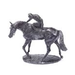 Lome McKean (British, b.1939): A patinated bronze equestrian model of a jockey