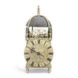 A late 17th century brass winged Lantern Clock the dial signed Thomas Bradford, Londini fecit
