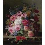 J. Panneel, Continental school 19th century Still life of flowers and fruit