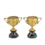 A pair of late 19th century French gilt bronze garniture urns (2)