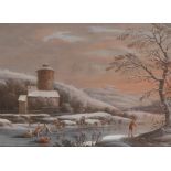 Attributed to Christoph Ludwig Agricola (Regensburg 1667-1719) A winter landscape with figures pl...