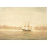 English School, Early 19th Century HMS Chiffonne in the Persian Gulf, a pair each 33.3 x 48.5cm (...
