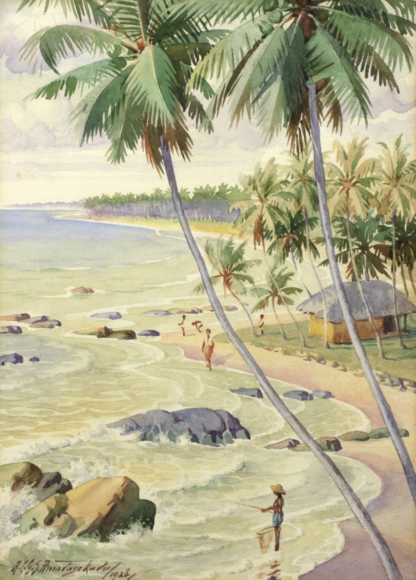 Abraham Christopher Gregory Suriarachi Amarasekara (Sri Lankan, 1883-1983) Beach scene