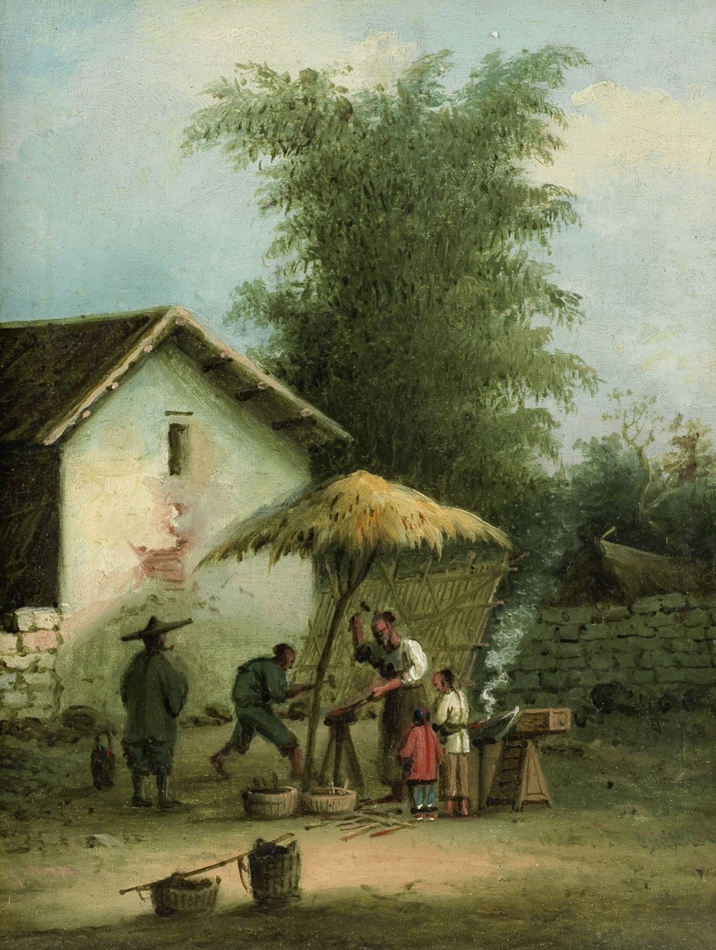 Follower of George Chinnery (London 1774-1852 Macau) A Chinese blacksmith with villagers