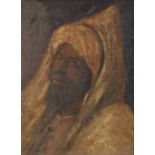 Follower of Jos&#233; Tapiro y Baro (Spanish, 1830-1913) Head study of an Arab wearing a hooded ...