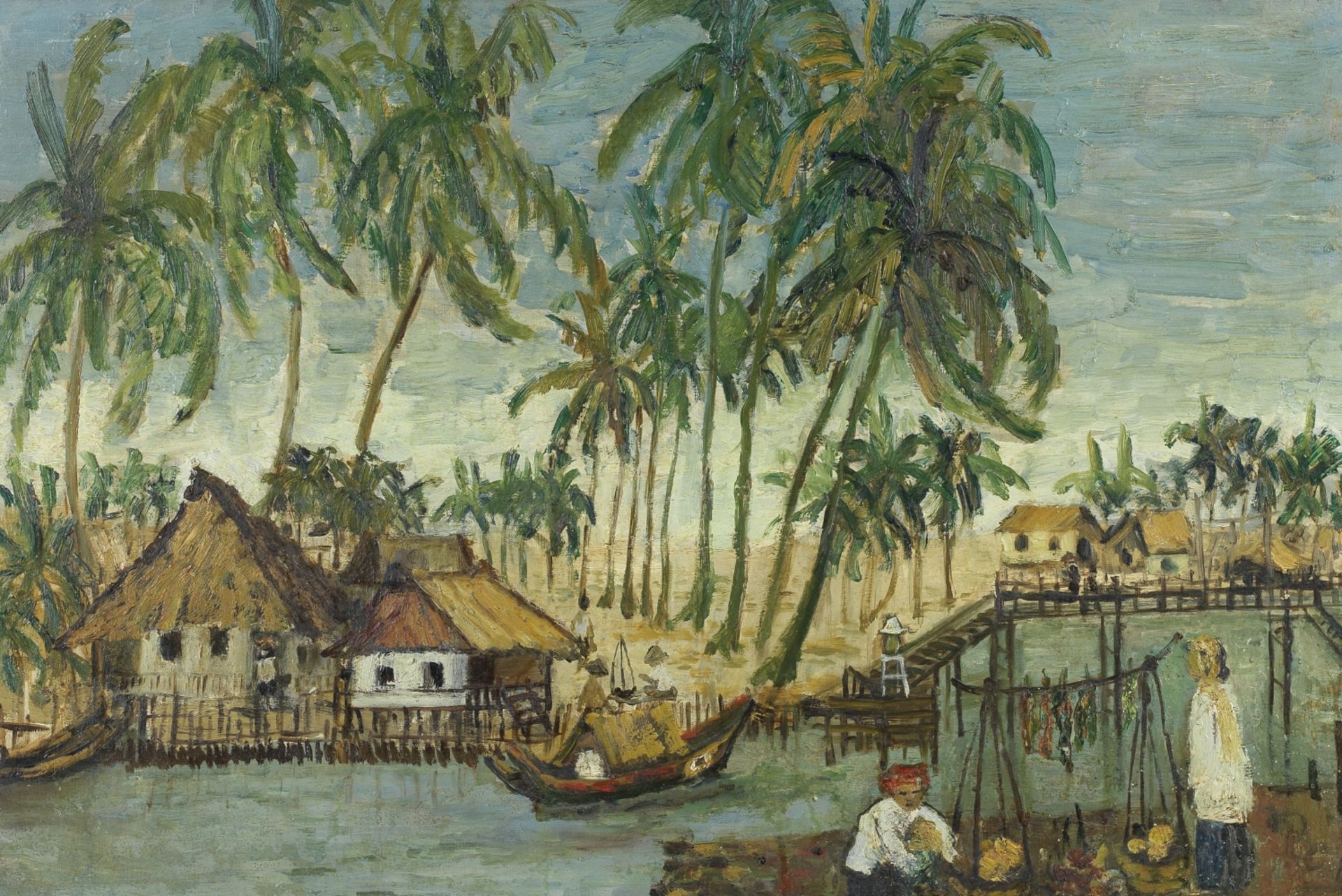 Aquilla Agnes Seekings, 20th Century Malay Kampung on coast, Singapore, 1965