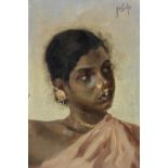 Hugo Vilfred Pedersen (Danish, 1870-1959) Portrait of a woman from South India