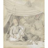 Eugene van Maldeghem (Belgian, 1813-1867) Campement; Les caravanes; Fellah the first two 29.2 x 2...