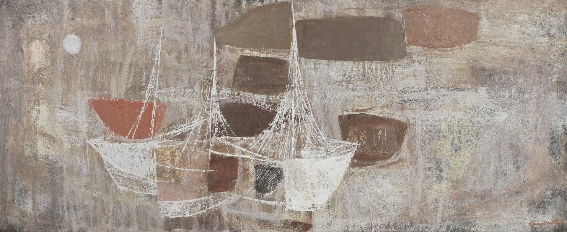 Kwong Yeu Ting (Chinese, 1922-2011) Abstract boats