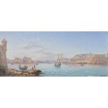 Luigi Maria Galea (Maltese, 1847-1917) Shipping in Valletta Harbour ,Malta