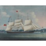 Anglo-Chinese School (19th Century) A China tea clipper, thought to be the Belted Will (in a Chin...