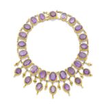 GOLD AMETHYST FRINGE NECKLACE, 20TH CENTURY