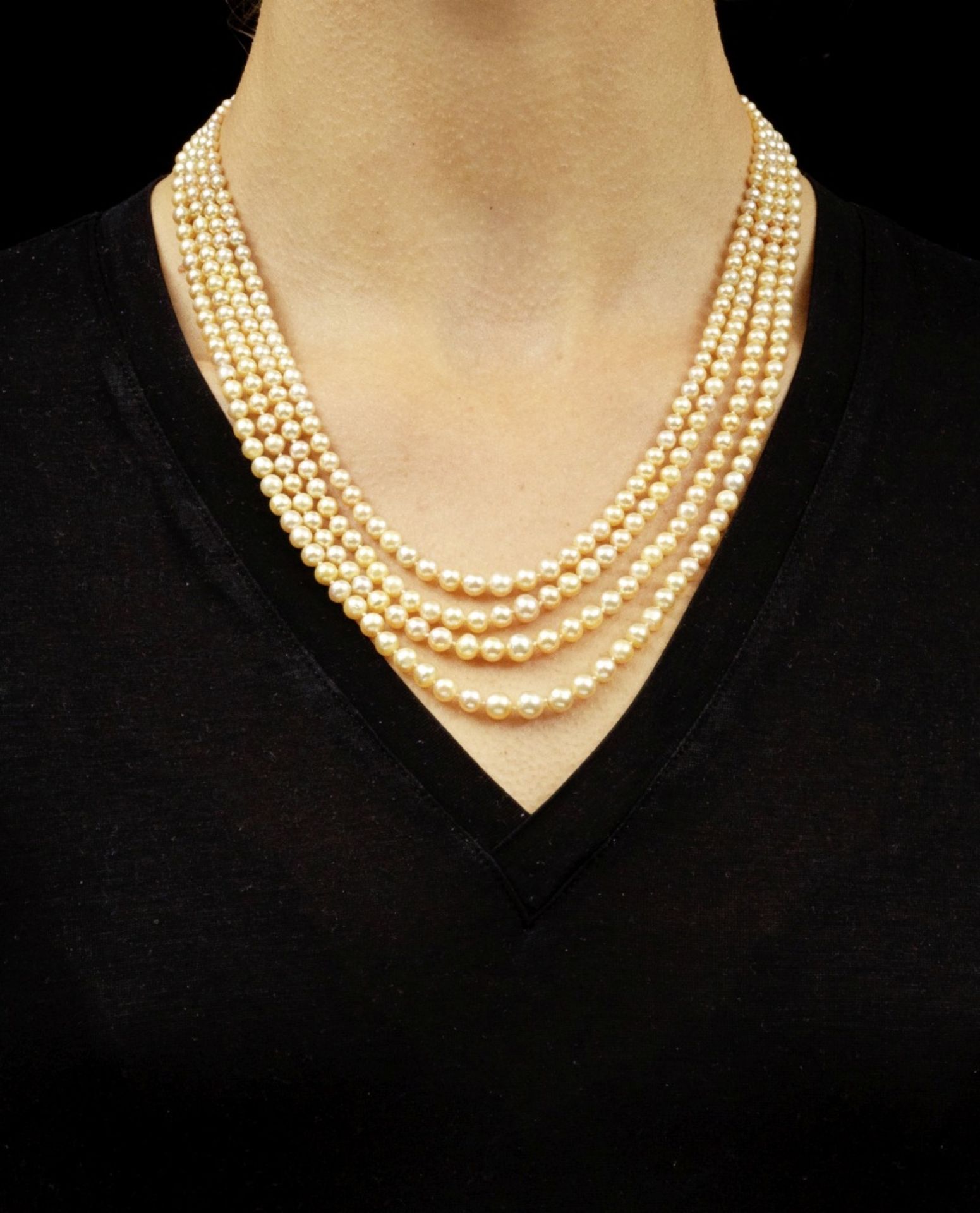 NATURAL PEARL AND DIAMOND NECKLACE - Image 2 of 2