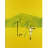 Craigie Aitchison C.B.E., R.S.A., R.A. (British, 1926-2009) Indian Crucifixion Screenprint in col...