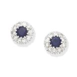 SAPPHIRE AND DIAMOND CLUSTER EARRINGS