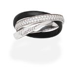 CARTIER: DIAMOND AND CERAMIC 'TRINITY' RING