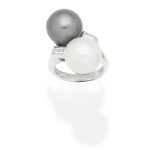 CULTURED PEARL AND DIAMOND RING