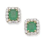 EMERALD AND DIAMOND CLUSTER EARRINGS