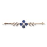 SAPPHIRE AND DIAMOND BAR BROOCH,