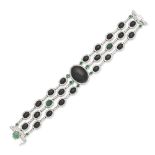 STAR DIOPSIDE, EMERALD AND DIAMOND BRACELET