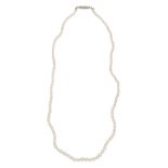 NATURAL PEARL NECKLACE WITH DIAMOND-SET CLASP