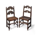 Two similar oak back stools Late 17th century and later, Derbyshire or Yorkshire (2)