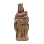 A 19th century carved walnut figure of the Virgin MaryIn the 15th century style