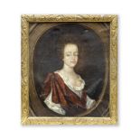 Attributed to Mary Beale (Suffolk 1633-1699 London) Portrait of a lady Draped in red fabric, pinn...