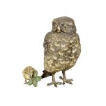 An Austrian cold painted bronze model of a little owl Early 20th century, attributed to Bergmann (2)