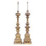 A pair of 19th century Italian giltwood alter candlesticks (2)